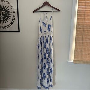 Fashion Nova feather blue and white boho dress